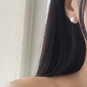 Freshwater cultured pearl earrings with Real 925 Sterling Silver, 7mm